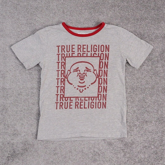 True Religion Y2K Youth Medium Gray Short Sleeve T-Shirt - Picture 1 of 9